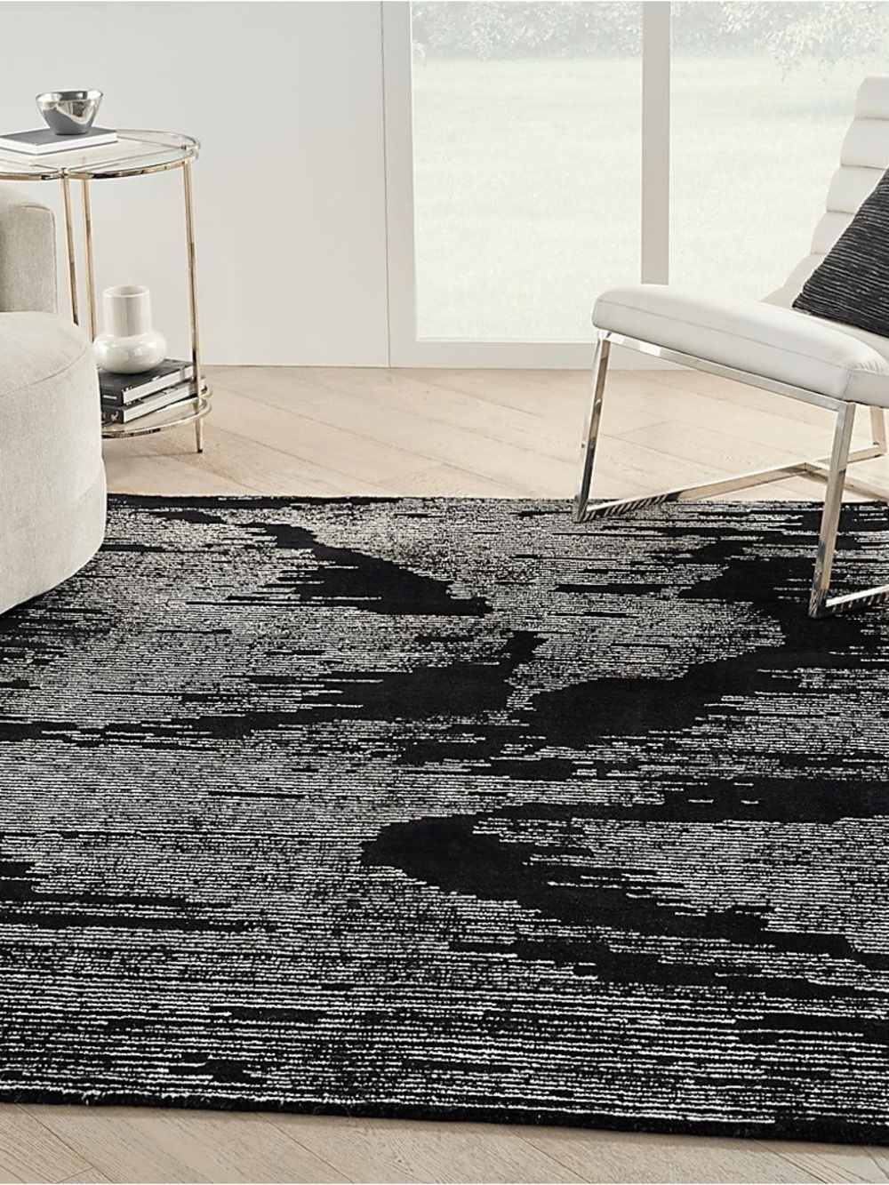 Black and White Luxury Abstract Area Rug